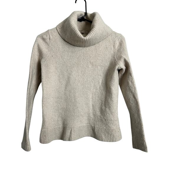 J.Crew Cream Merino Wool Sweater Turtleneck S Small Twee Basic Casual Neutral - Picture 1 of 4